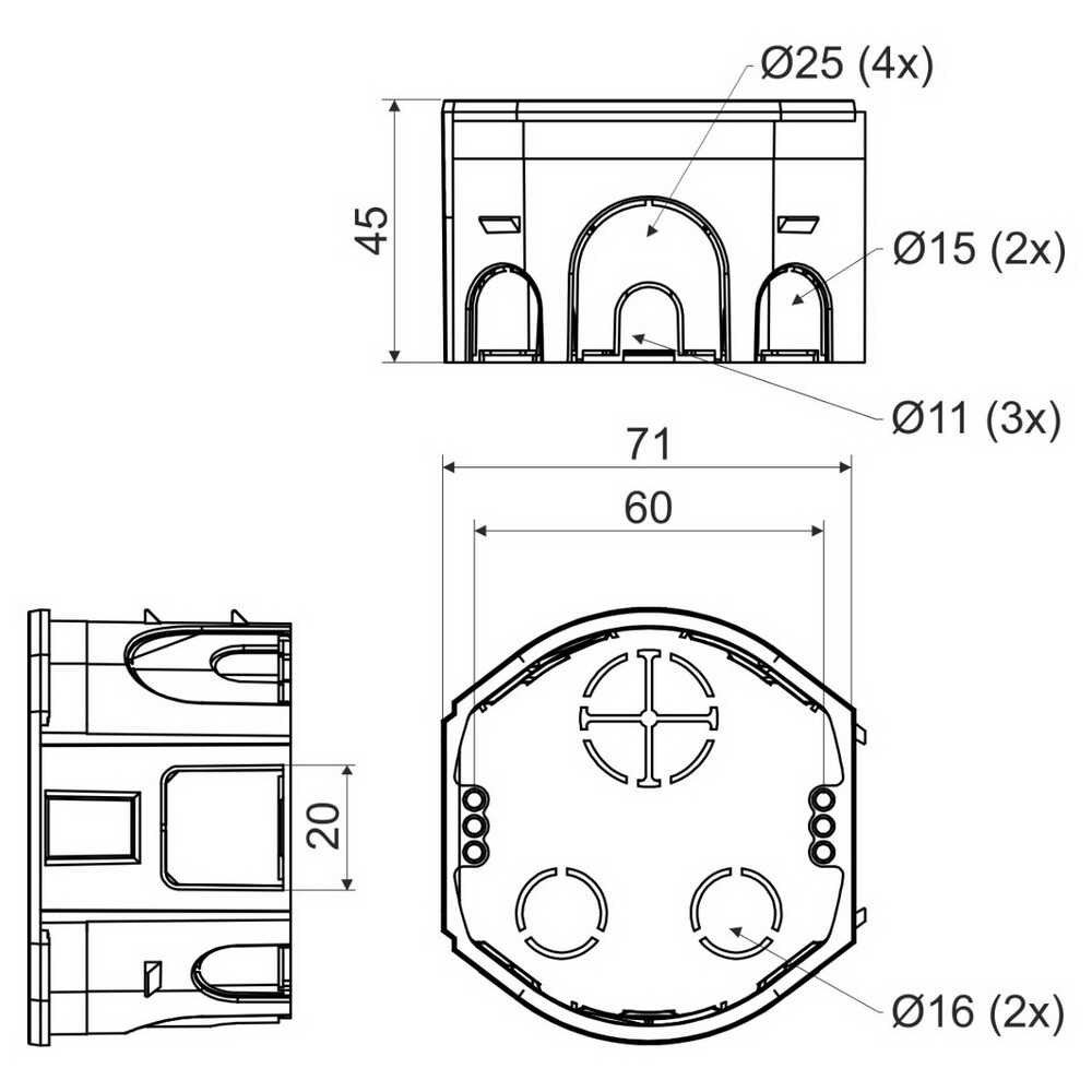 Коробка інсталяційна набірна 1-на KOPOS 71 мм ( KP 68-45_KA )
